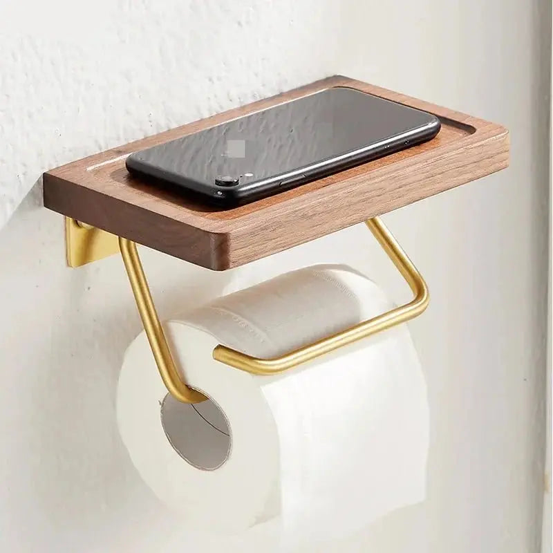 SaniSupreme Walnut Series Toiletrolhouder geborsteld goud
