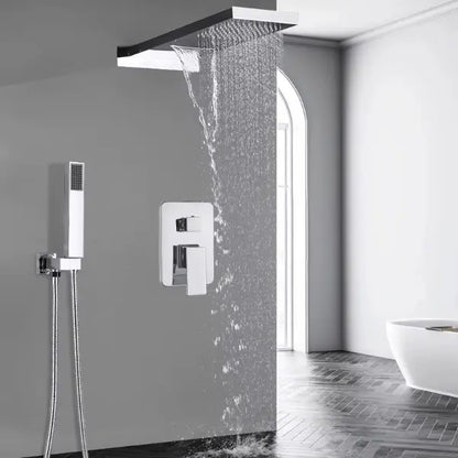 SaniSupreme® Wand Thermostatische Doucheset Biarritz 3 weg waterval met regendoucheplateau chroom glans