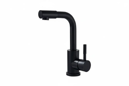 SaniSupreme Wastafel designkraan Nordica met draaibare kop|opbouw|gebogen mengkraan| kompleet | mat zwart Sanisupreme