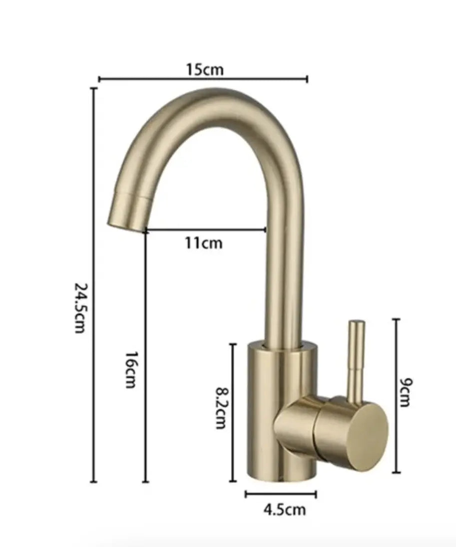 SaniSupreme Wastafel designkraan Nordica opbouw gebogen mengkraan goud geborsteld