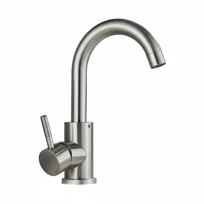 SaniSupreme Wastafel designkraan Nordica opbouw gebogen mengkraan kompleet geborsteld zilver Sanisupreme