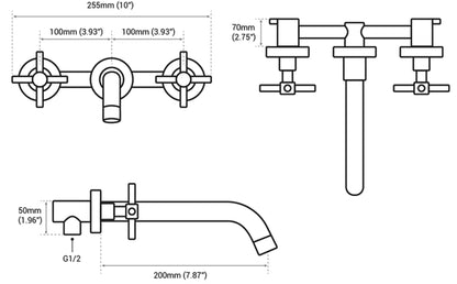 SaniSupreme Wastafelkraan Bologna Koper Brush inbouw 2 kranen Type I