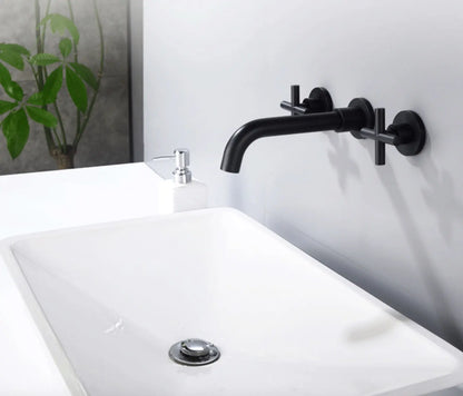 SaniSupreme Wastafelkraan Bologna mat zwart inbouw 2 kranen Type I