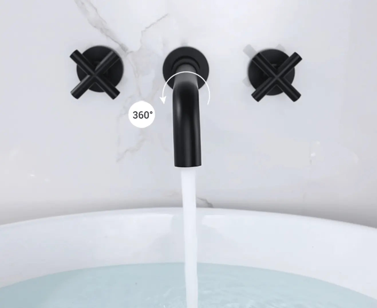 SaniSupreme Wastafelkraan Bologna mat zwart inbouw 2 kranen Type I