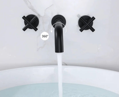 SaniSupreme Wastafelkraan Bologna mat zwart inbouw 2 kranen Type I