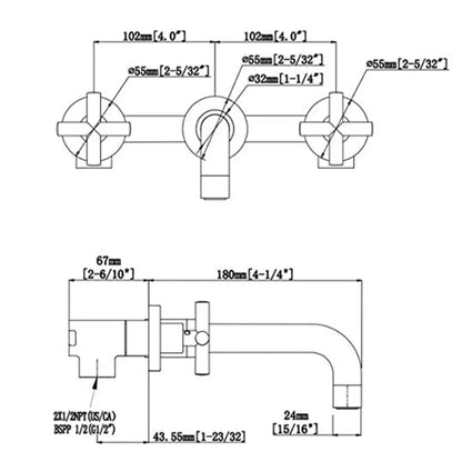 SaniSupreme Wastafelkraan Bologna mat zwart inbouw 2 kranen Type I