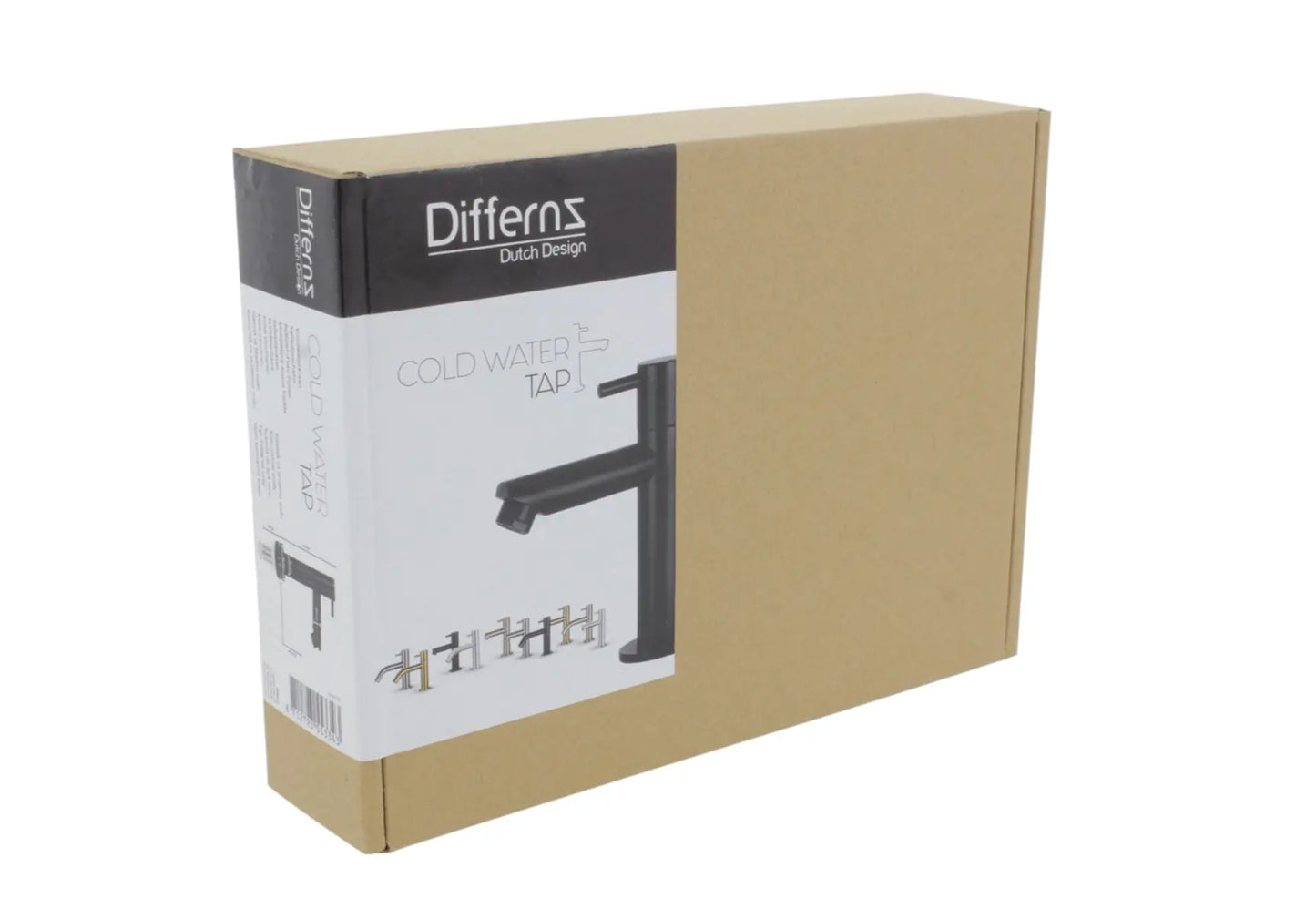 SaniSupreme zwart koudwater kraan/fonteinkraan toilet rechte uitloop