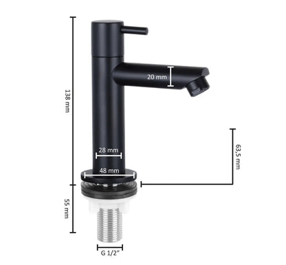 SaniSupreme zwart koudwater kraan/fonteinkraan toilet rechte uitloop