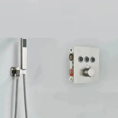 SaniSupreme® SmartPulse La Paz Inbouw plafond Thermostatische Doucheset 3 weg LED regendouche RVS Geborsteld Nickel