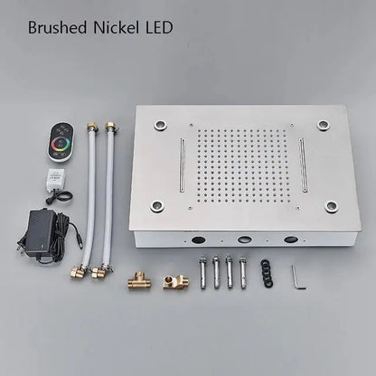 SaniSupreme® SmartPulse La Paz Inbouw plafond Thermostatische Doucheset 3 weg LED regendouche RVS Geborsteld Nickel