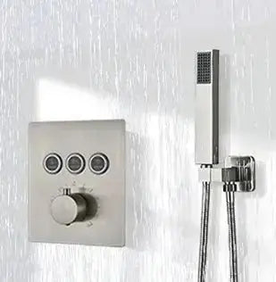 SaniSupreme® SmartPulse La Paz Inbouw plafond Thermostatische Doucheset 3 weg LED regendouche RVS Geborsteld Nickel