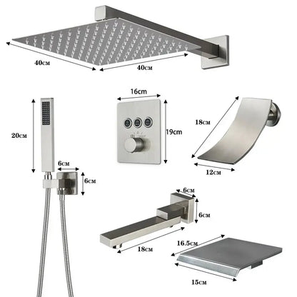 SaniSupreme® SmartPulse La Paz Inbouw plafond Thermostatische Doucheset 3 weg LED regendouche RVS Geborsteld Nickel