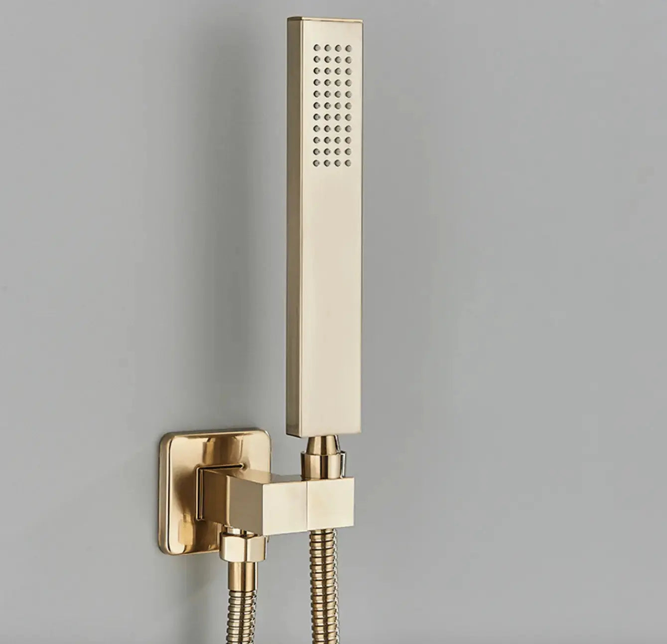 SaniSupreme®SmartPulse Inbouw Plafond Thermostatische Doucheset Manhattan LCD 3 weg LED regendouche La Paz Goud Geborsteld