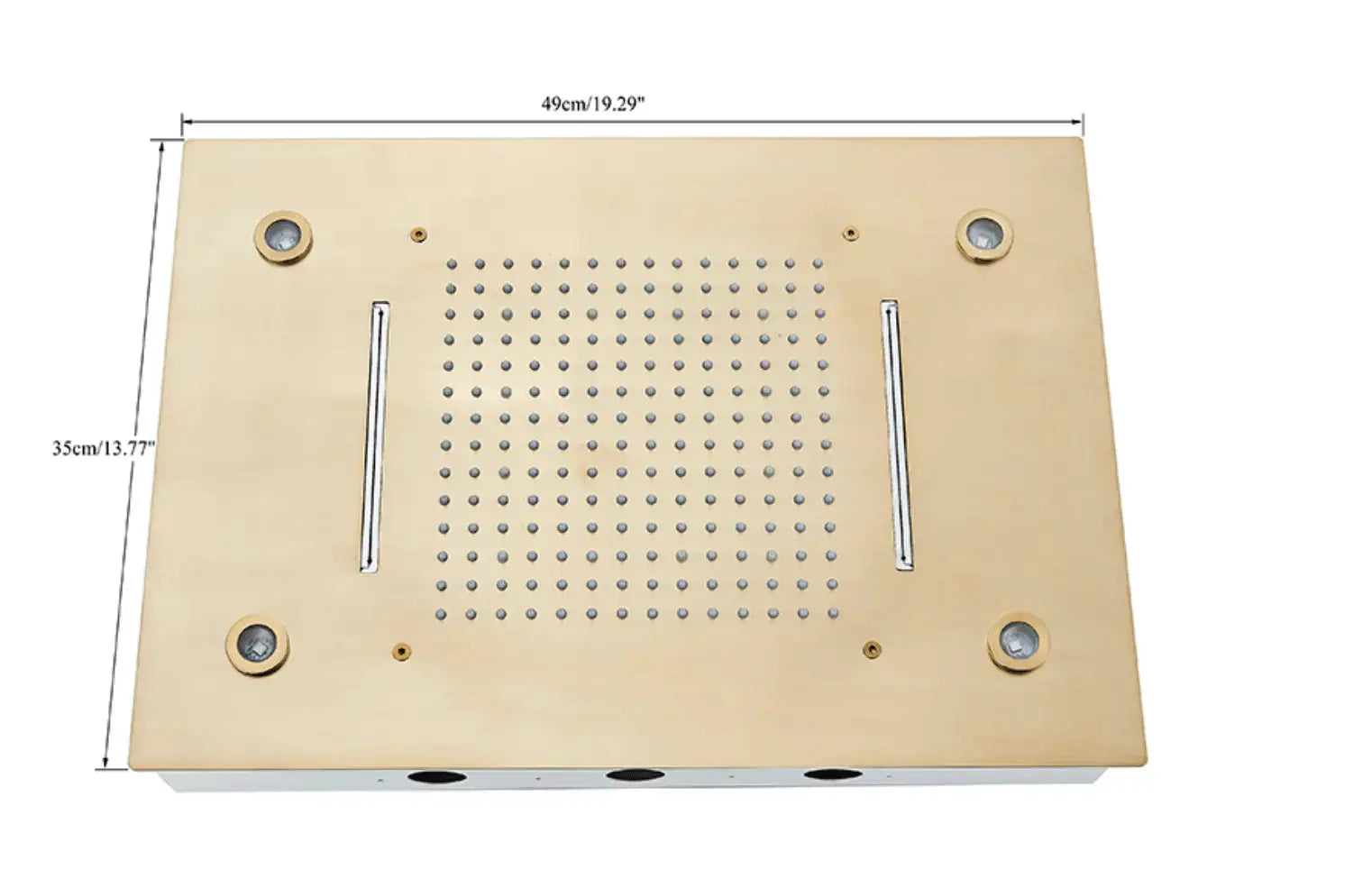 SaniSupreme®SmartPulse Inbouw Plafond Thermostatische Doucheset Manhattan LCD 3 weg LED regendouche La Paz Goud Geborsteld