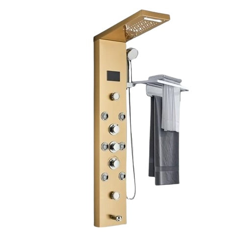 SaniSupreme® Shower panel Surface-mounted shower Sardinia LCD Premium gold