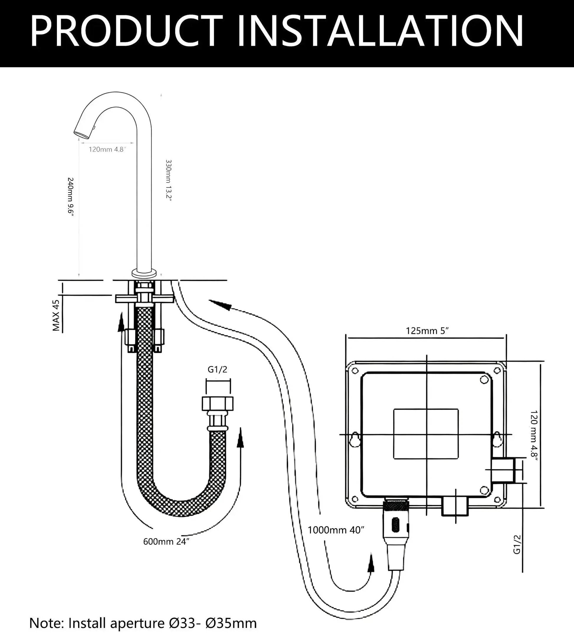 SaniSupreme Wastafel kraan opbouw met automatische sensor 33 cm  koud en/of warm water Sanisupreme