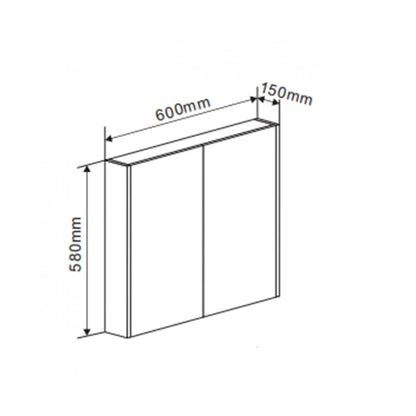 Sanisupreme Leads spiegelkast 60x58x15cm 2 deuren met spiegel MDF Wit Hoogglans Sanisupreme