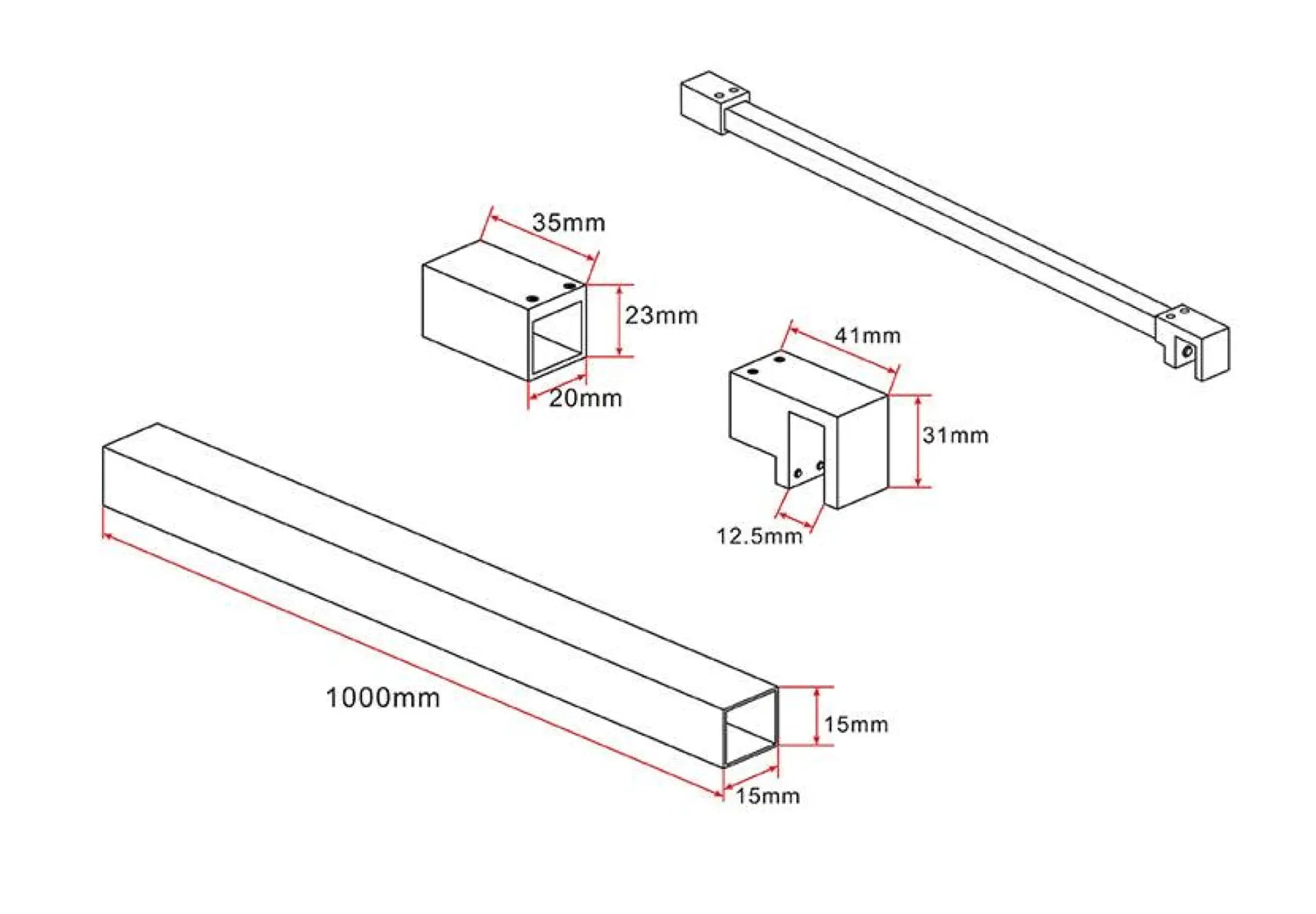 Stabilisatiestang Douchewand Sanisupreme HighLine Series 100 CM inkortbaar geborsteld goud