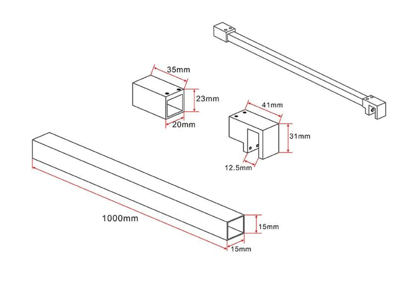 Stabilisatiestang Douchewand Sanisupreme HighLine Series 100 CM inkortbaar geborsteld koper