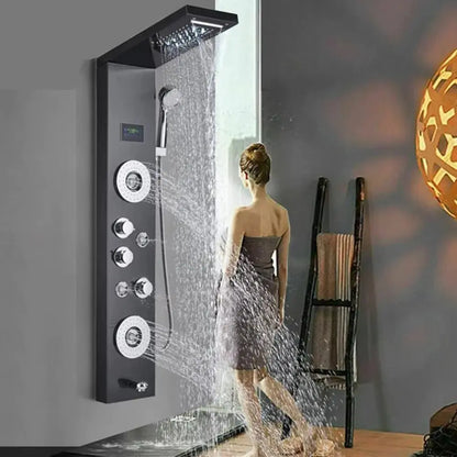 TWEEDEKANS Douchepaneel Opbouwdouche SaniSupreme® Venetië LCD Zwart Geborsteld TK1