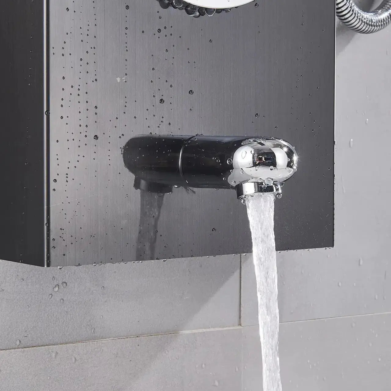 TWEEDEKANS Douchepaneel Opbouwdouche SaniSupreme® Venetië LCD Zwart Geborsteld TK1