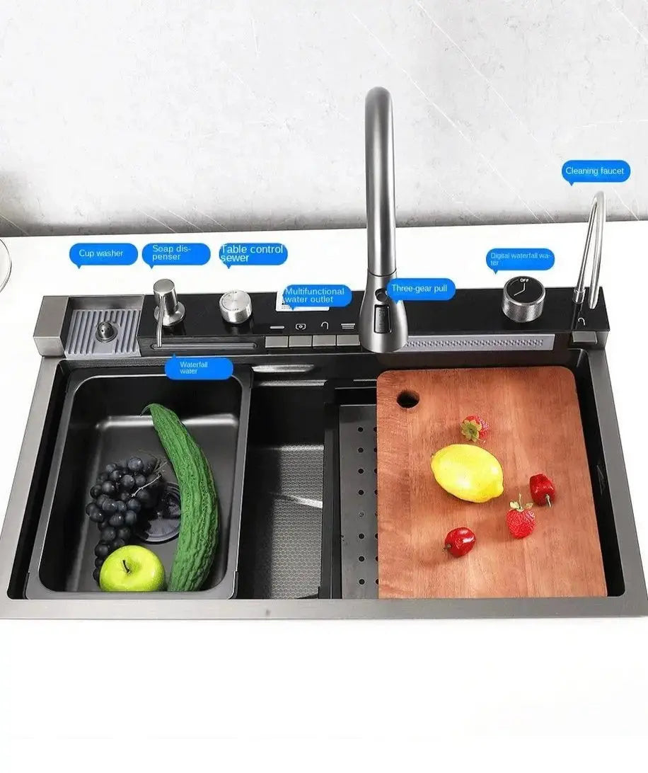 TWEEDEKANS SaniSupreme® Premium HighLine All - in - One Gootsteen - Multifunctioneel met Digitale Display