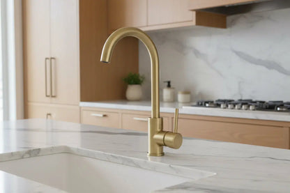 uxerio Line Linearo keukenmengkraan cold start functie 34 cm mat goud