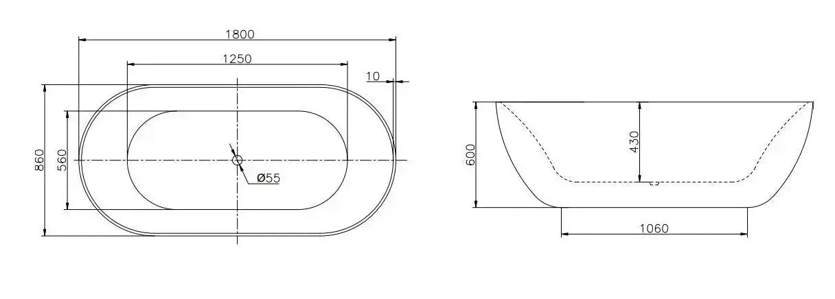 vrijstaand bad Color Nicelook 180 cm Zilver Glans wit SaniSupreme SaniSupreme