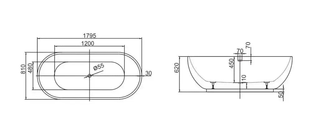 vrijstaand bad Color Turquoise 179 cm Turquoise Glans wit SaniSupreme SaniSupreme
