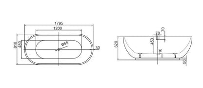 vrijstaand bad Color Turquoise 179 cm Turquoise Glans wit SaniSupreme SaniSupreme