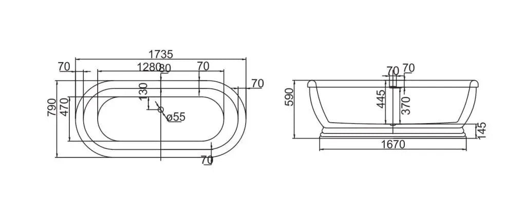 vrijstaand bad Greenline 170 cm Groen SaniSupreme