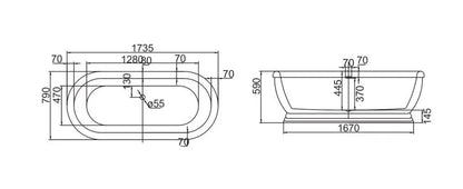 vrijstaand bad Greenline 170 cm Groen SaniSupreme
