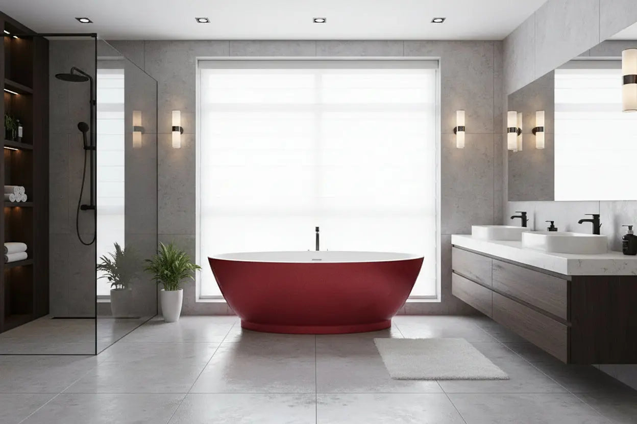 vrijstaand bad Redpool 178 cm Rood Glans wit SaniSupreme