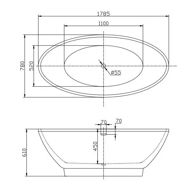 vrijstaand bad Redpool 178 cm Rood Glans wit SaniSupreme