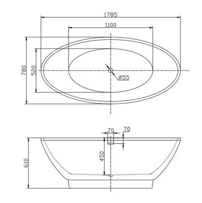vrijstaand bad Redpool 178 cm Rood Glans wit SaniSupreme
