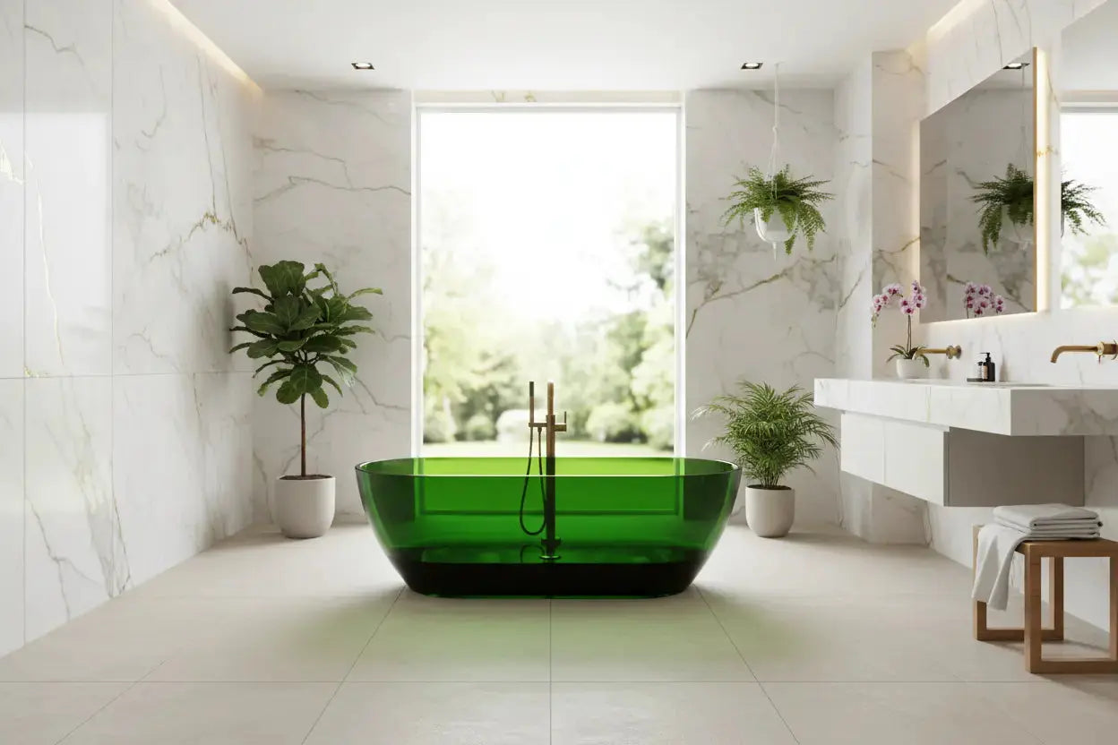 vrijstaand ligbad Transpa Emerald 170 cm Groen SaniSupreme