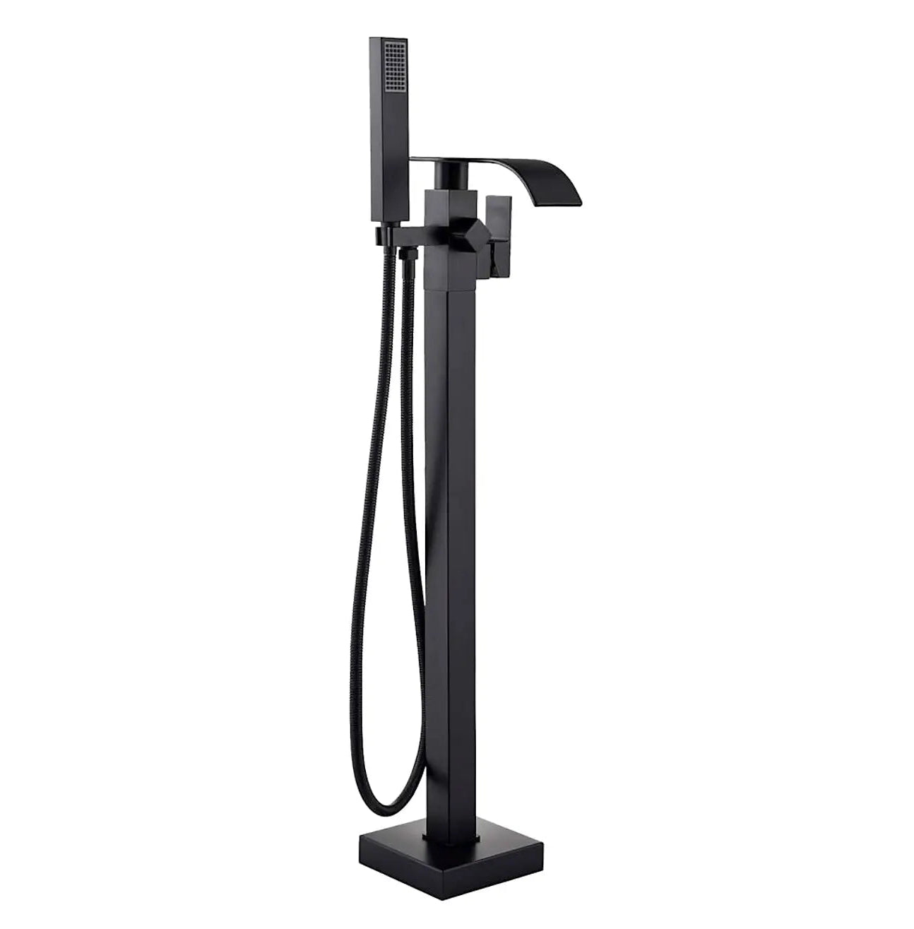 SaniSupreme® Badkraan Luca vrijstaand model met handdouche mat zwart Sanisupreme