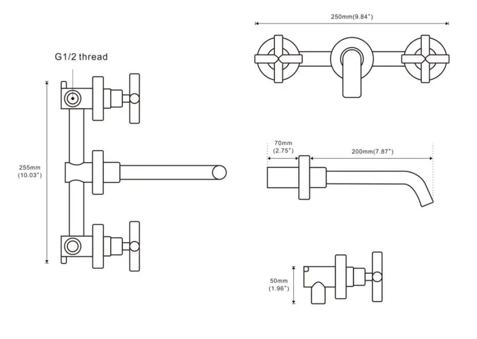 Wastafel kraan Bologna chroom inbouw 2 kranen Type I