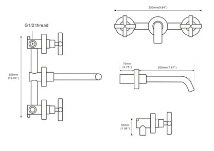 Wastafel kraan Bologna chroom inbouw 2 kranen Type I