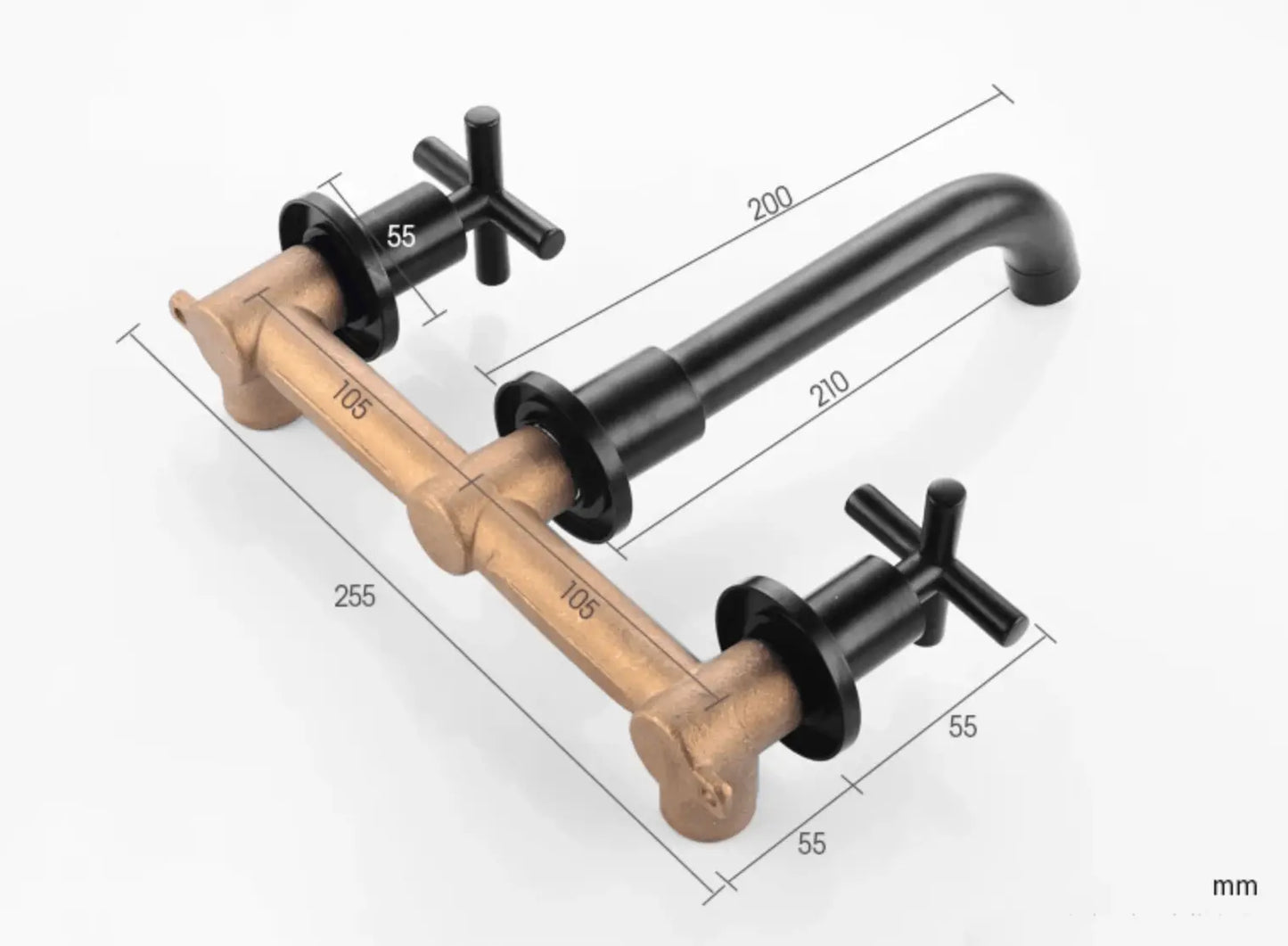 Wastafel kraan Bologna chroom inbouw 2 kranen Type I
