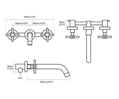 Wastafel kraan Bologna chroom inbouw 2 kranen Type I