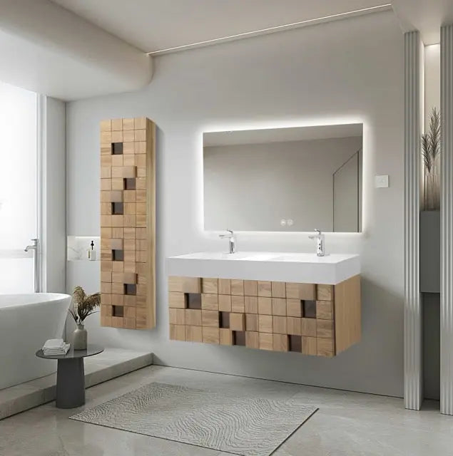 SaniSupreme Wanda Square Wastafel - Kunstmarmer - 120X1,6X52,5 CM - Mat Wit SaniSupreme