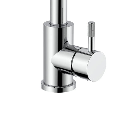 SaniSupreme Wastafelkraan Stria Chroom Glans PVD-Coating Cold-start met draaibare rechte uitloop Sanisupreme