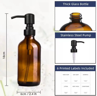 SaniSupreme zeepdispenser Amber Glas 250ml zwarte uitloop 2 stuks Sanisupreme