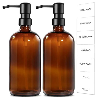 SaniSupreme zeepdispenser Amber Glas 250ml zwarte uitloop 2 stuks Sanisupreme