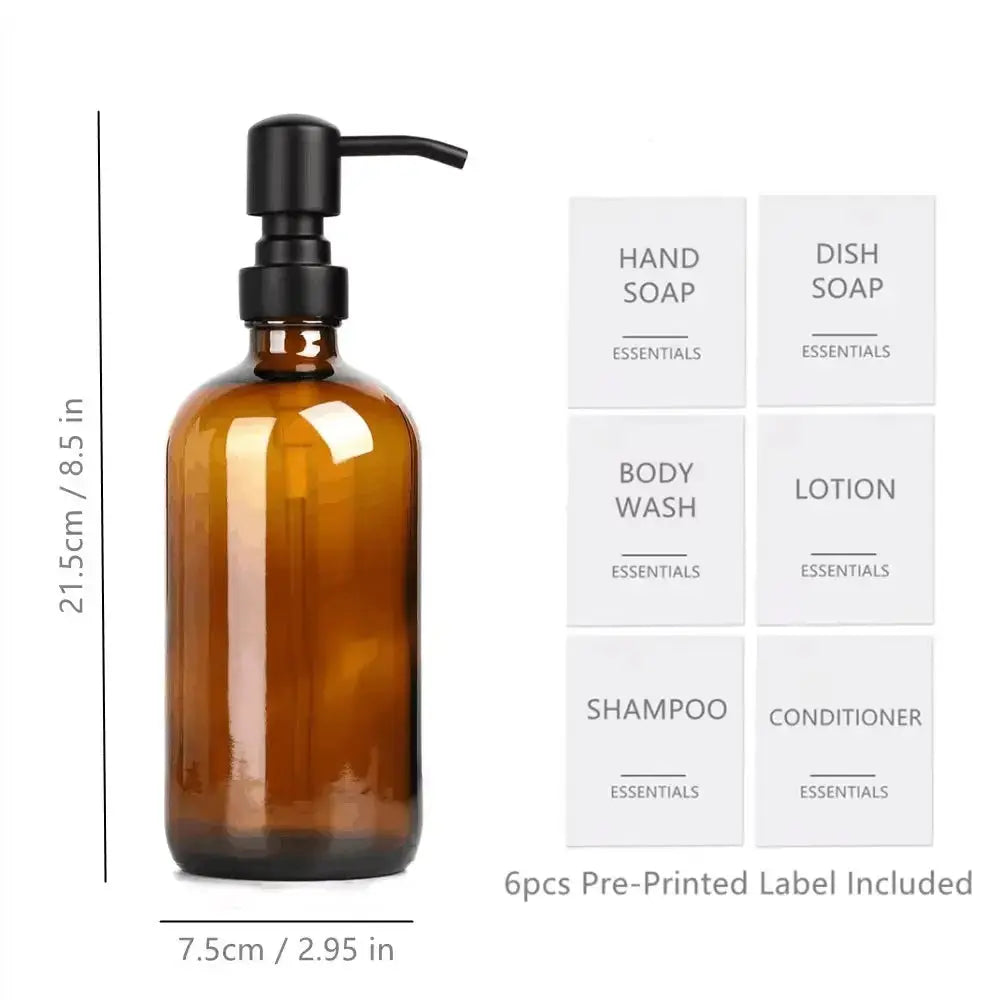 SaniSupreme zeepdispenser Amber Glas 250ml zwarte uitloop 2 stuks Sanisupreme
