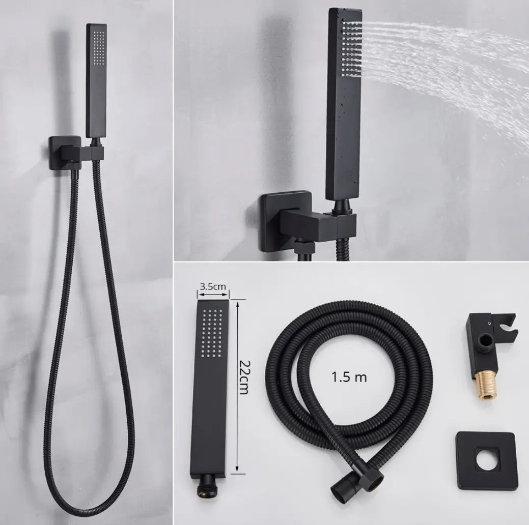 SaniSupreme Doucheset Bolivia Premium 10 inch 25 cm. regendouche vierkant 2-weg zwart inbouw Sanisupreme