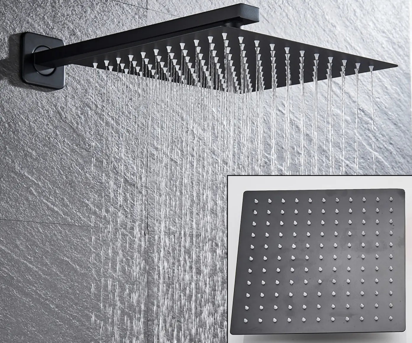 SaniSupreme Doucheset Bolivia Premium 10 inch 25 cm. regendouche vierkant 2-weg zwart inbouw Sanisupreme