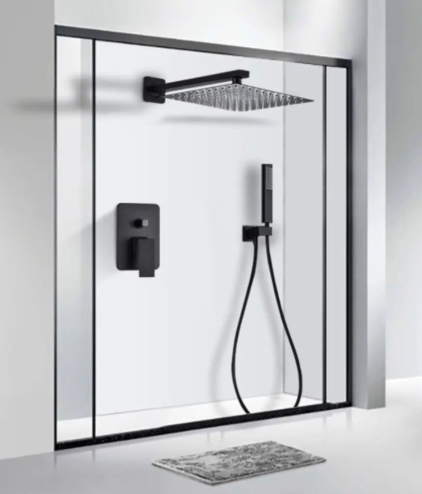 SaniSupreme Doucheset Bolivia Premium 10 inch 25 cm. regendouche vierkant 2-weg zwart inbouw Sanisupreme