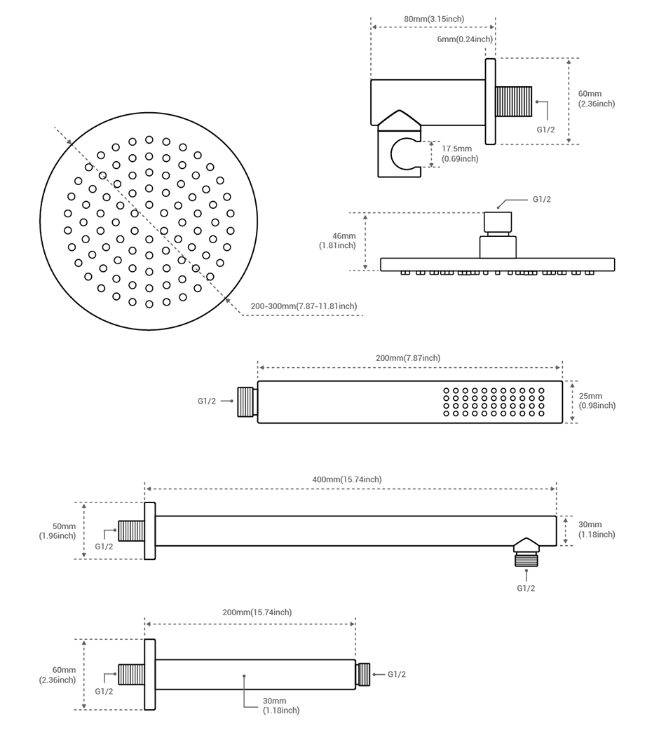 SaniSupreme Inbouw Doucheset Brugge 10 inch 25cm Regendouche rond 2-weg zwart